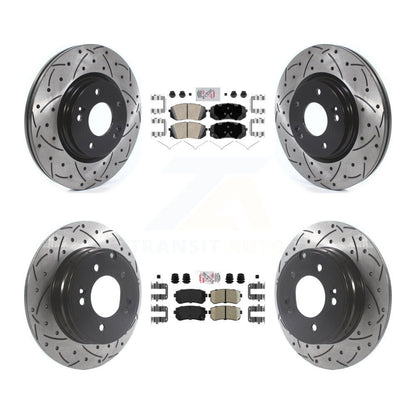 Kit de Rotors de frein à fente de forage de tampon en céramique avant et arrière pour moteur à gaz Hyundai Sonata