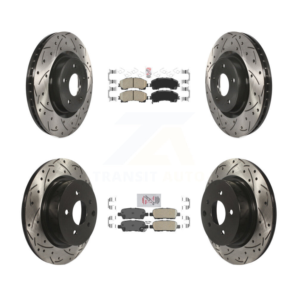 Kit de rotors de frein à fente percés avec tampons en céramique avant et arrière pour INFINITI QX5 2016 – 2017