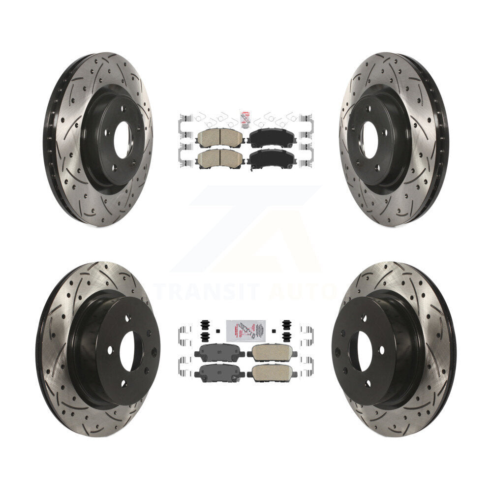 Kit de rotors de frein à fente percés avec tampons en céramique avant et arrière pour INFINITI QX5 2016 – 2017