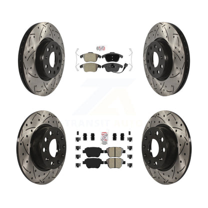 Kit de rotors de frein à fentes percées à plaquettes semi-métalliques avant et arrière pour Volkswagen Passa