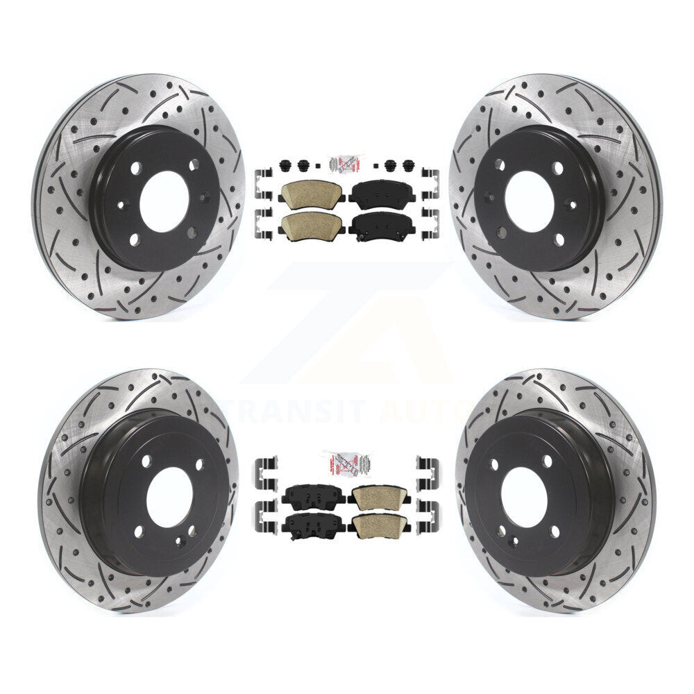 Kit de Rotor de frein avec coussinets en céramique avant et arrière, fente percée, pour Hyundai Accent Kia Ri