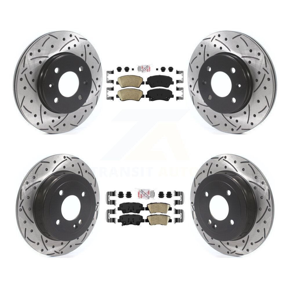 Kit de Rotor de frein avec coussinets en céramique avant et arrière, fente percée, pour Hyundai Accent Kia Ri