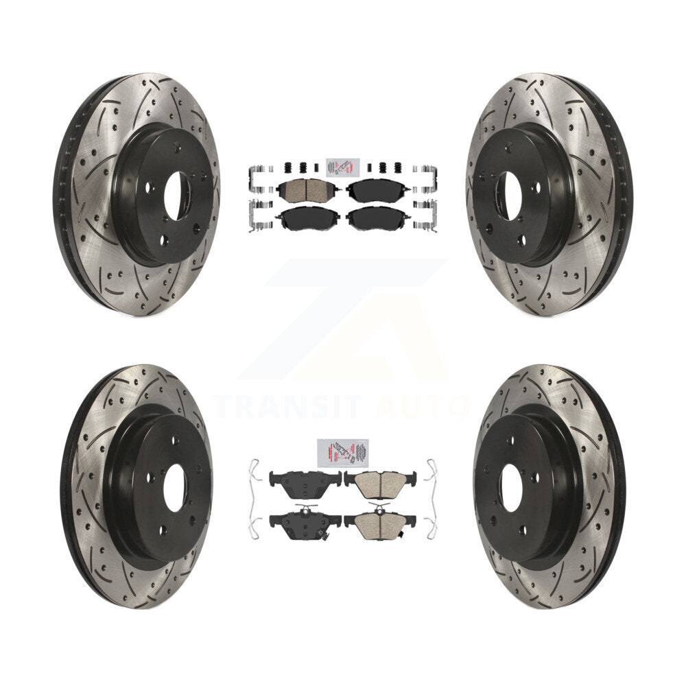 Kit de rotors de frein à fente percée avec tampons en céramique avant et arrière, pour Subaru Legacy 2015 2.5