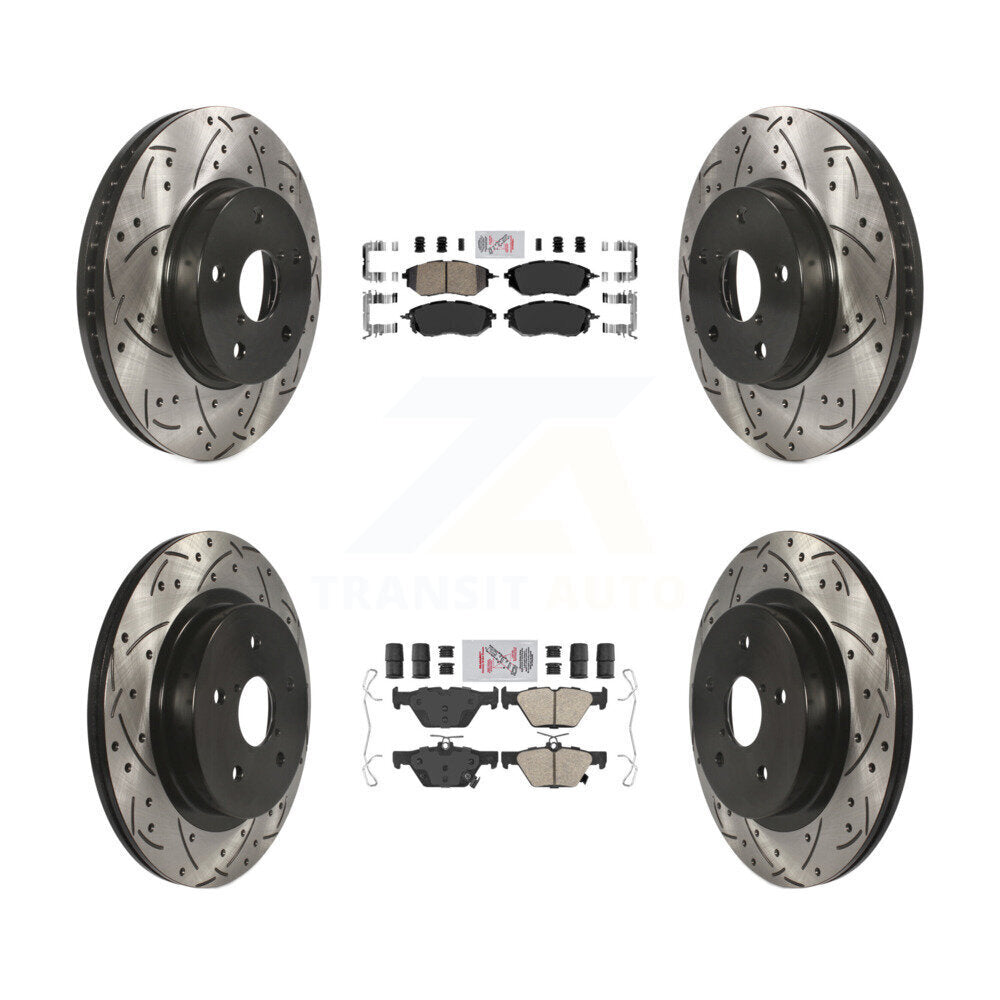 Kit de rotors de frein à fente percée avec tampons en céramique avant et arrière, pour Subaru Legacy 2015 2.5