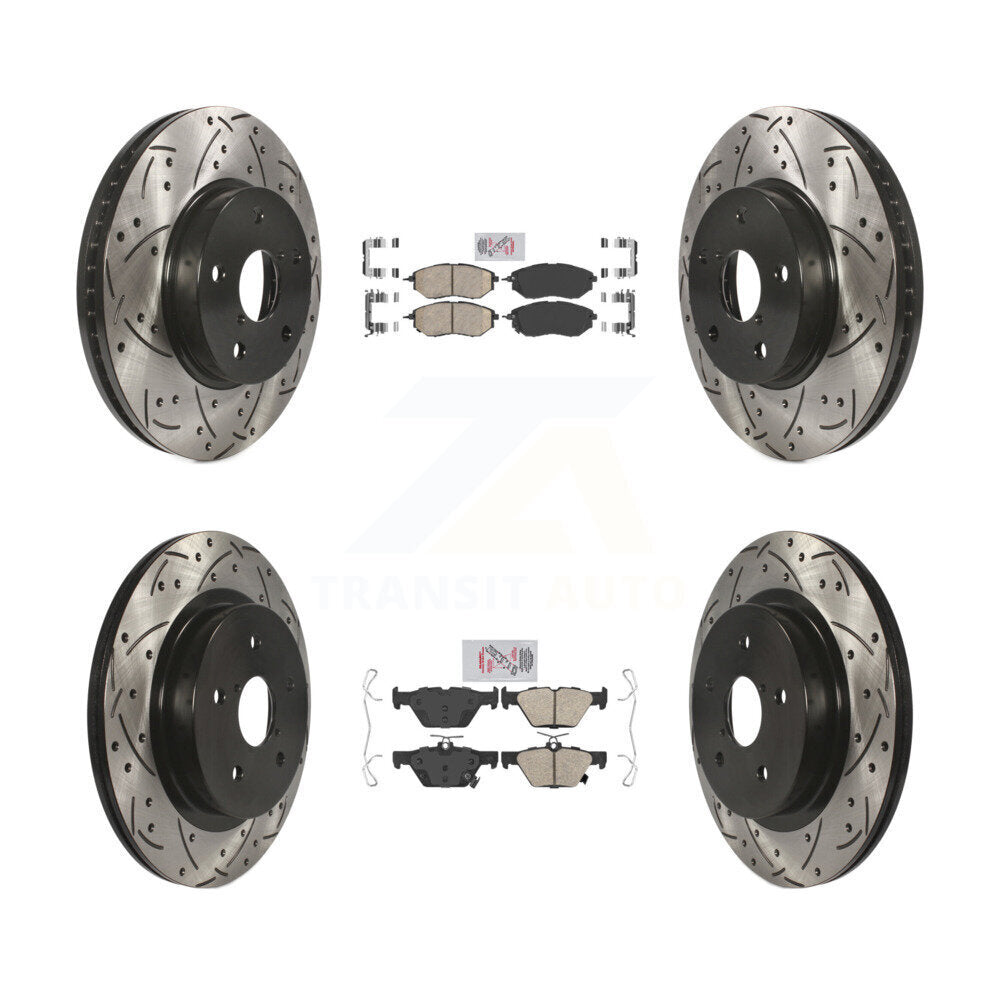 Kit de rotors de frein à fente percée avec tampons en céramique avant et arrière, pour Subaru Legacy 2015 2.5