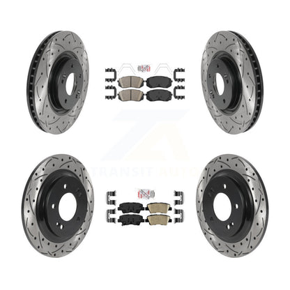 Kit de Rotors de frein à fente de forage de tampon en céramique avant et arrière pour moteur à gaz Hyundai Sonata