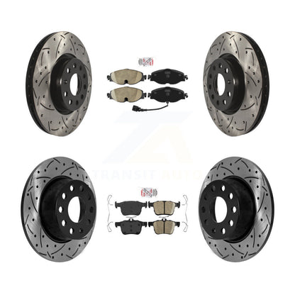 Kit de rotors de frein à fente de forage de tampon en céramique avant et arrière pour Volkswagen Taos FW 22-23