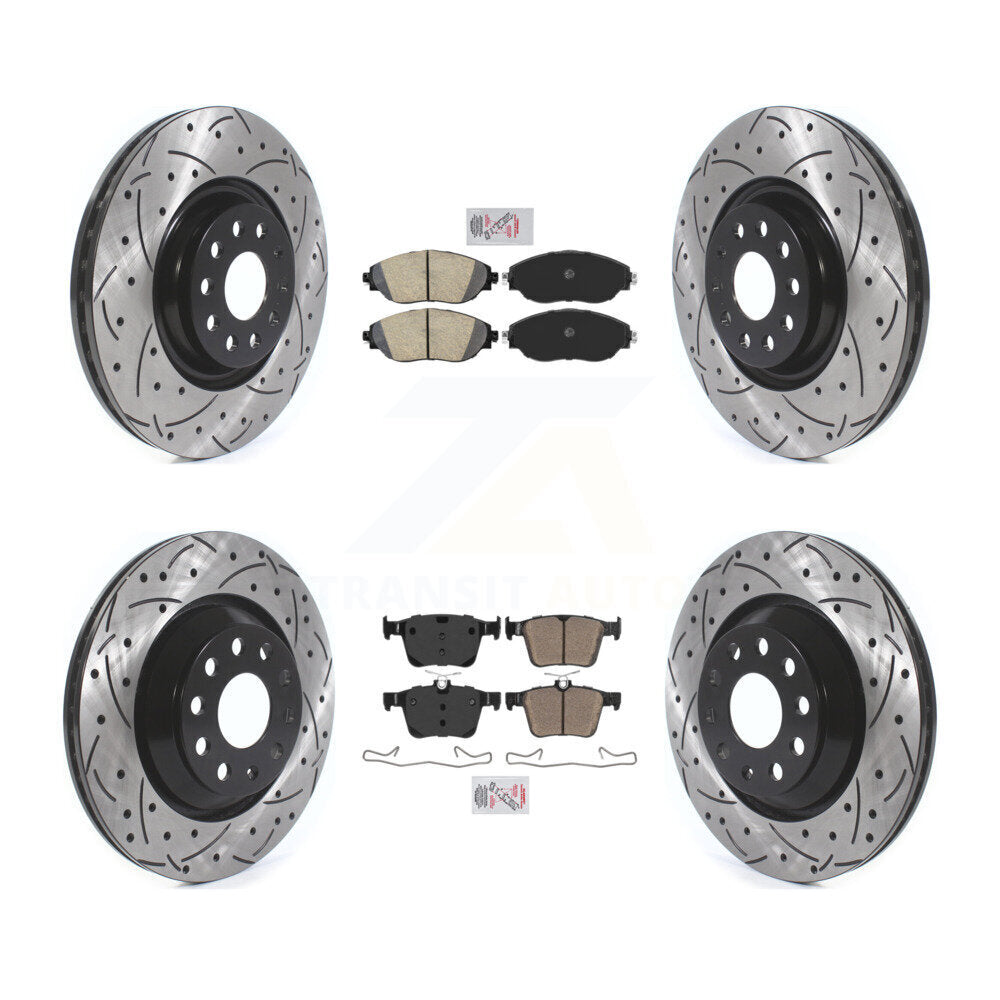 Kit de rotors de frein à fente percée avec tampons en céramique avant et arrière, pour Volkswagen Golf 17-19