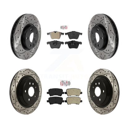 Kit de rotors de frein à disque de fente de forage de manteau de protection semi-métallique avant et arrière pour Volvo V7
