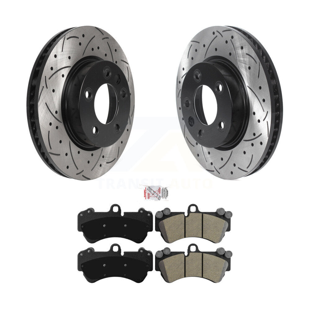 Kit de plaquettes semi-métalliques de Rotor de frein à fente avant percée pour Porsche Cayenne Touare