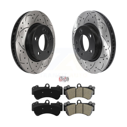 Kit de plaquettes semi-métalliques de Rotor de frein à fente avant percée pour Porsche Cayenne Touare