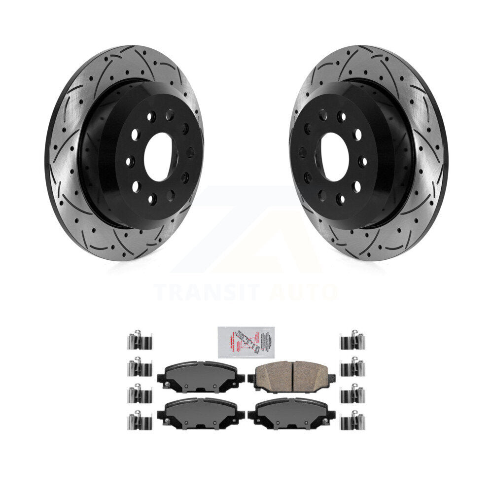 Kit de plaquettes de frein en céramique, Rotors de frein à fente arrière percés pour Jeep Wrangler Spor 2018 – 2020