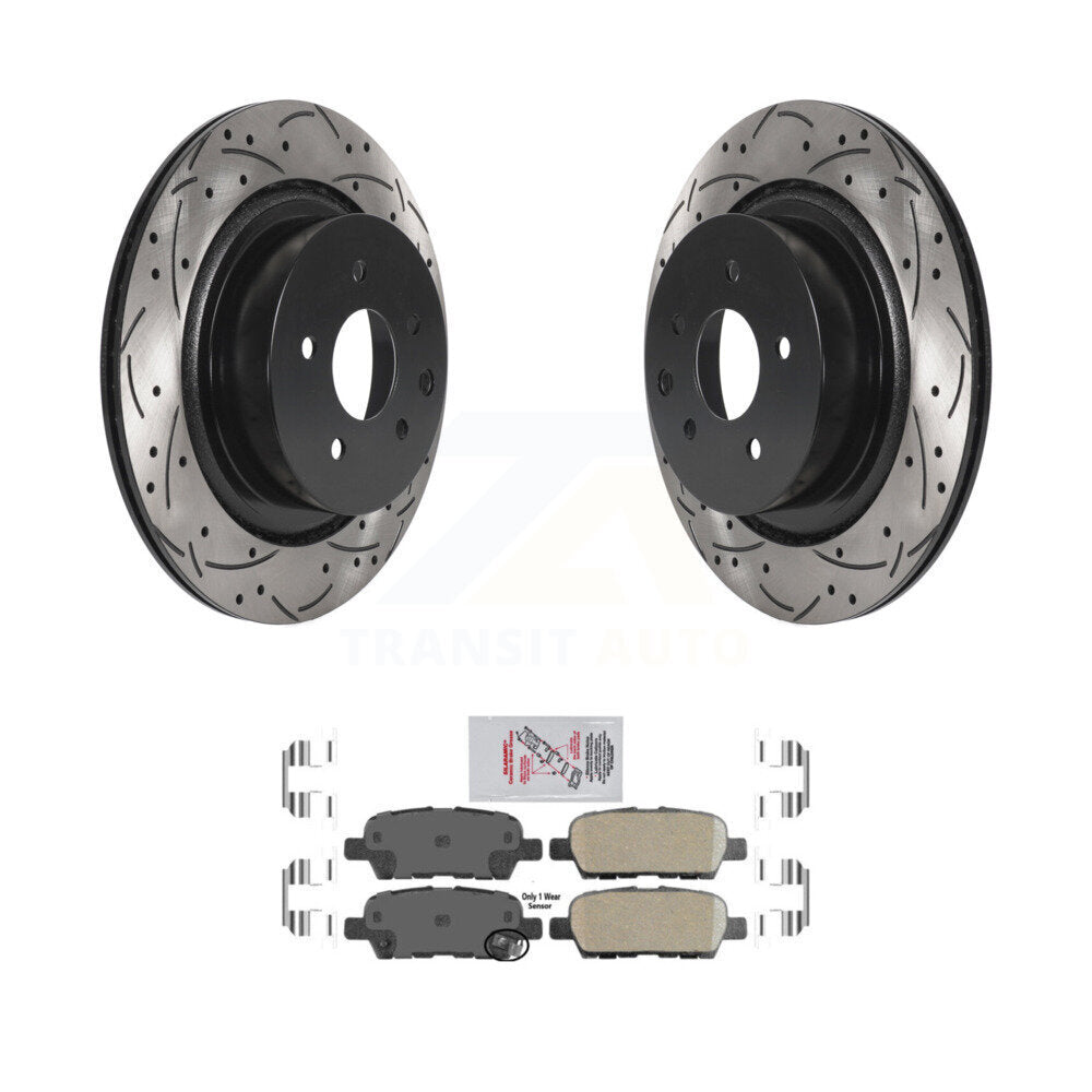 Rotor de frein à disque à fente percée avec revêtement arrière et Kit de plaquettes en céramique pour INFINITI G35 Q6
