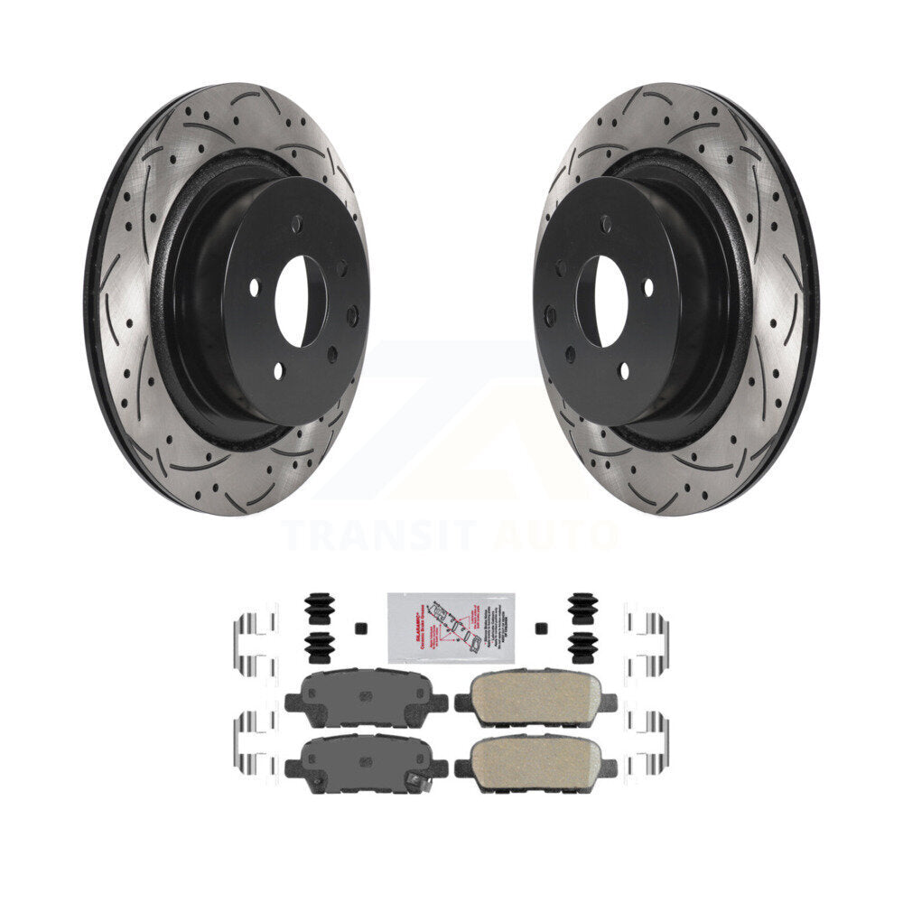 Rotor de frein à disque à fente percée avec revêtement arrière et Kit de plaquettes en céramique pour INFINITI G35 Q6