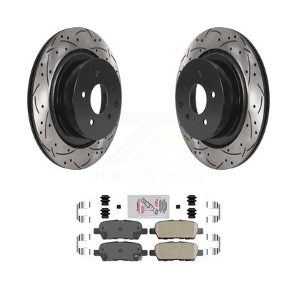Rotor de frein à disque à fente percée avec revêtement arrière et Kit de plaquettes en céramique pour INFINITI G35 Q6