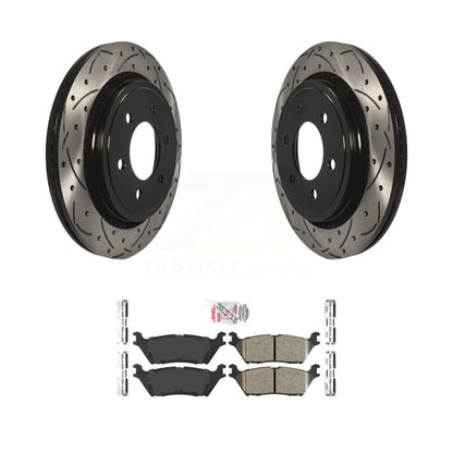Rotors de frein à disque fendus percés à revêtement arrière et kit de plaquettes en céramique pour Ford F-15