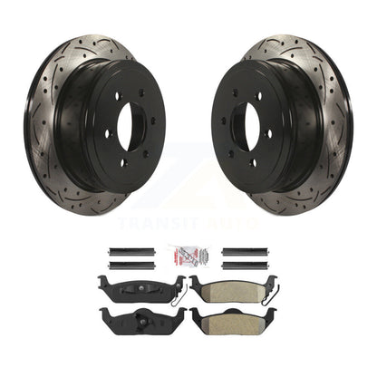 Kit de plaquettes semi-métalliques de Rotor de frein de fente de forage arrière pour Ford F-150 Lincoln Mark L