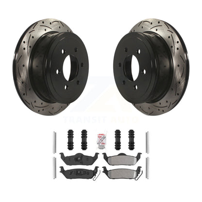 Kit de plaquettes semi-métalliques de Rotor de frein de fente de forage arrière pour Ford F-150 Lincoln Mark L