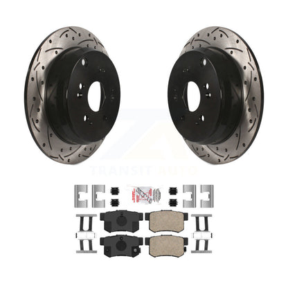 Rotors de frein à disque fendus percés à revêtement arrière et kit de plaquettes en céramique pour Acura RD