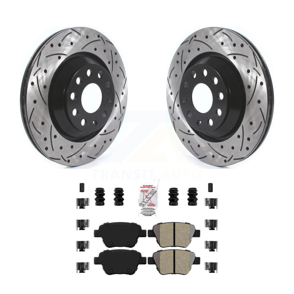 Rotor de frein à fente percée arrière et Kit de plaquettes semi-métalliques pour Volkswagen GTI Audi A