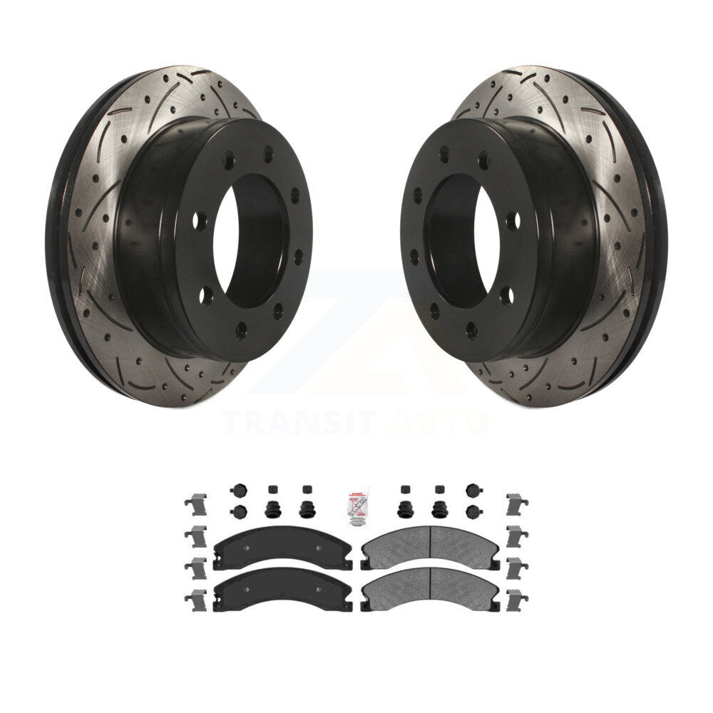 Rotor de frein à fente percée arrière et Kit de plaquettes semi-métalliques pour Chevrolet Express 450