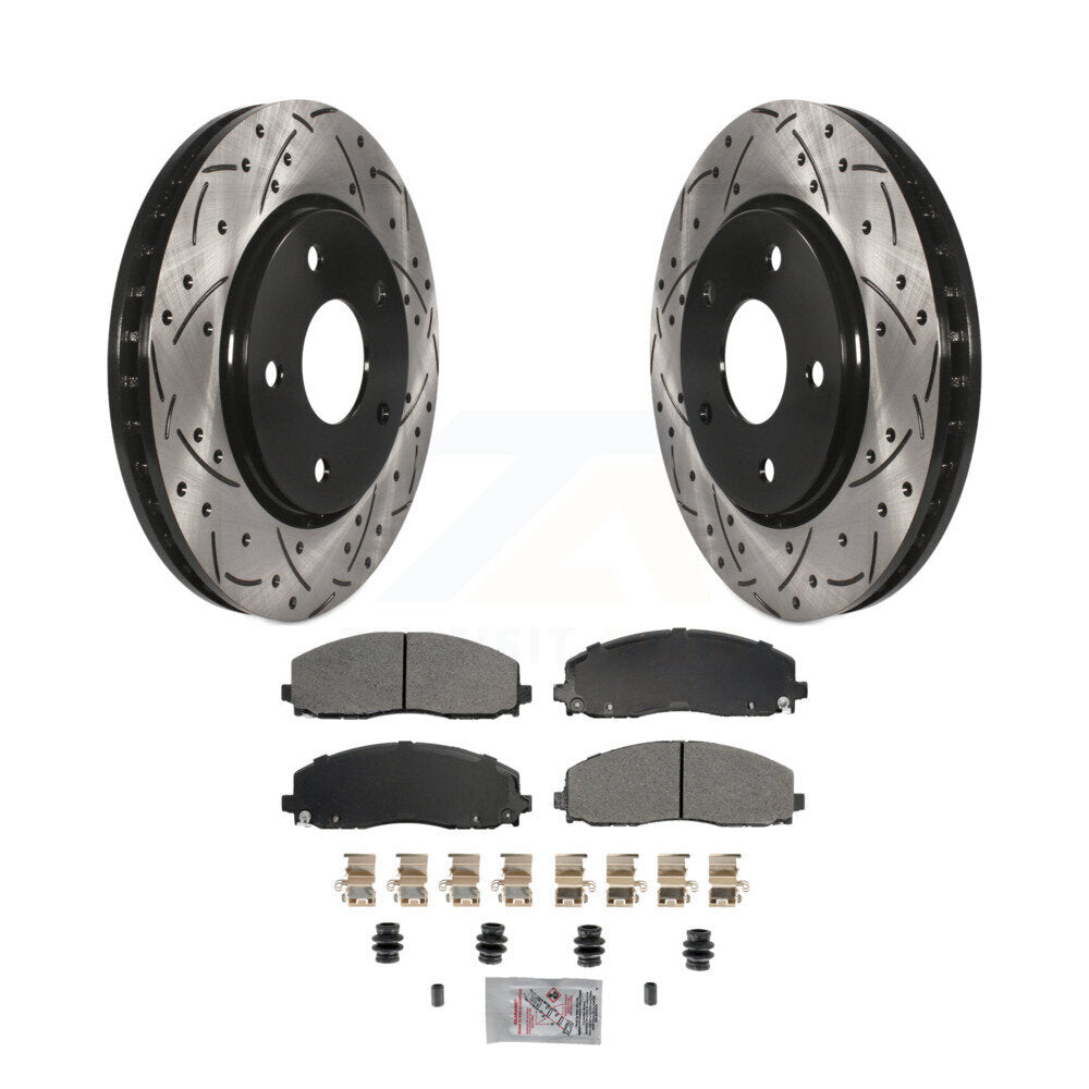 Kit de plaquettes semi-métalliques de rotors de frein à disque de fente de forage avant pour Dodge Grand Carava