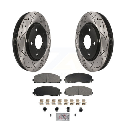 Kit de plaquettes semi-métalliques de rotors de frein à disque de fente de forage avant pour Dodge Grand Carava