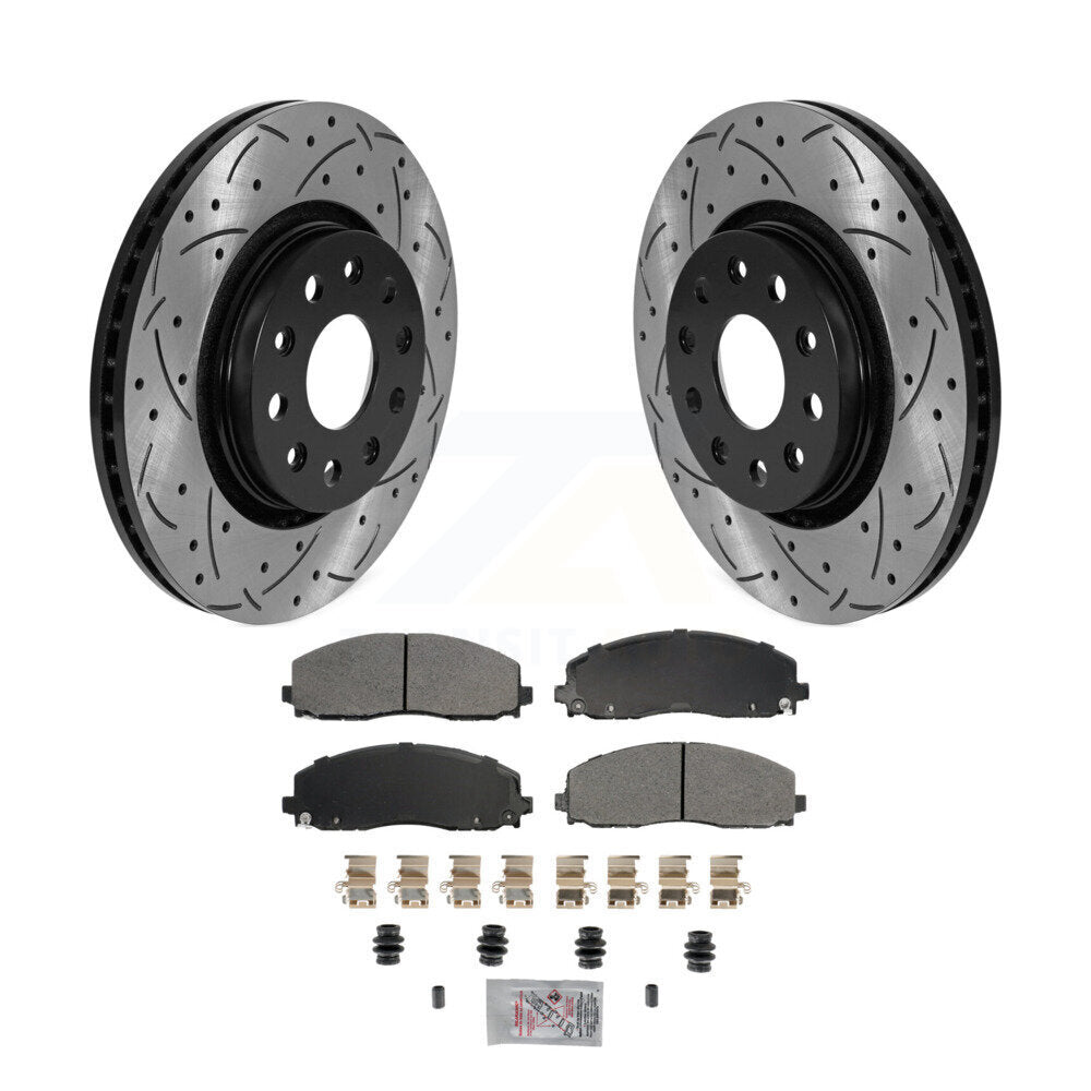 Kit de plaquettes semi-métalliques de Rotor de frein à fente avant percée pour Jeep Wrangler Gladiato