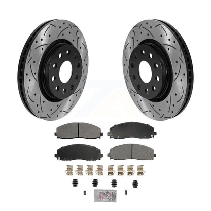 Kit de plaquettes semi-métalliques de Rotor de frein à fente avant percée pour Jeep Wrangler Gladiato