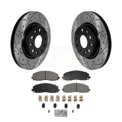 Kit de plaquettes semi-métalliques de Rotor de frein à disque de fente de forage enduit avant pour Jeep Wrangle