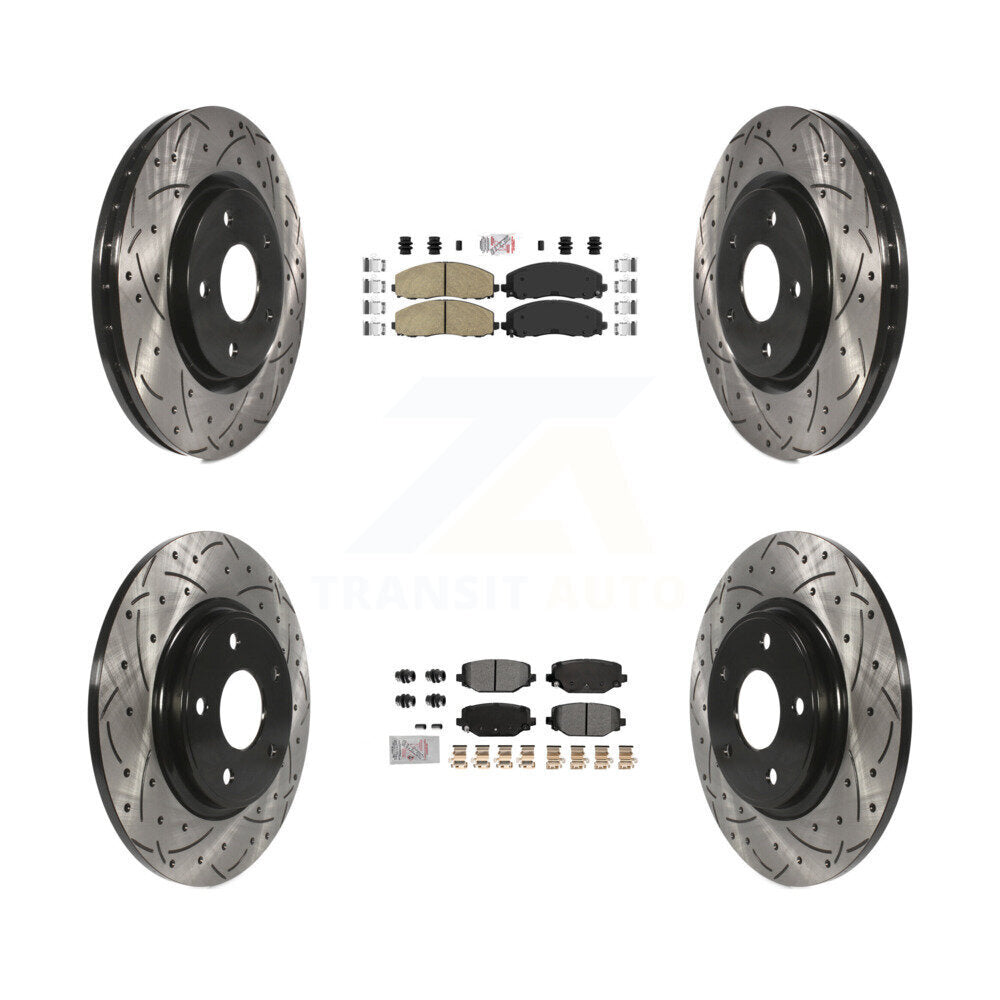 Kit de rotors de frein à fente de forage semi-métallique avant en céramique et arrière pour Dodge Gran