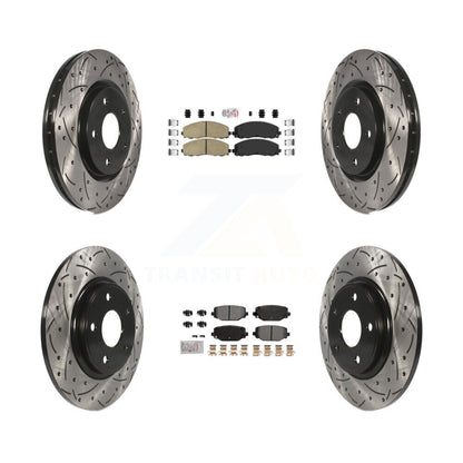 Kit de rotors de frein à fente de forage semi-métallique avant en céramique et arrière pour Dodge Gran