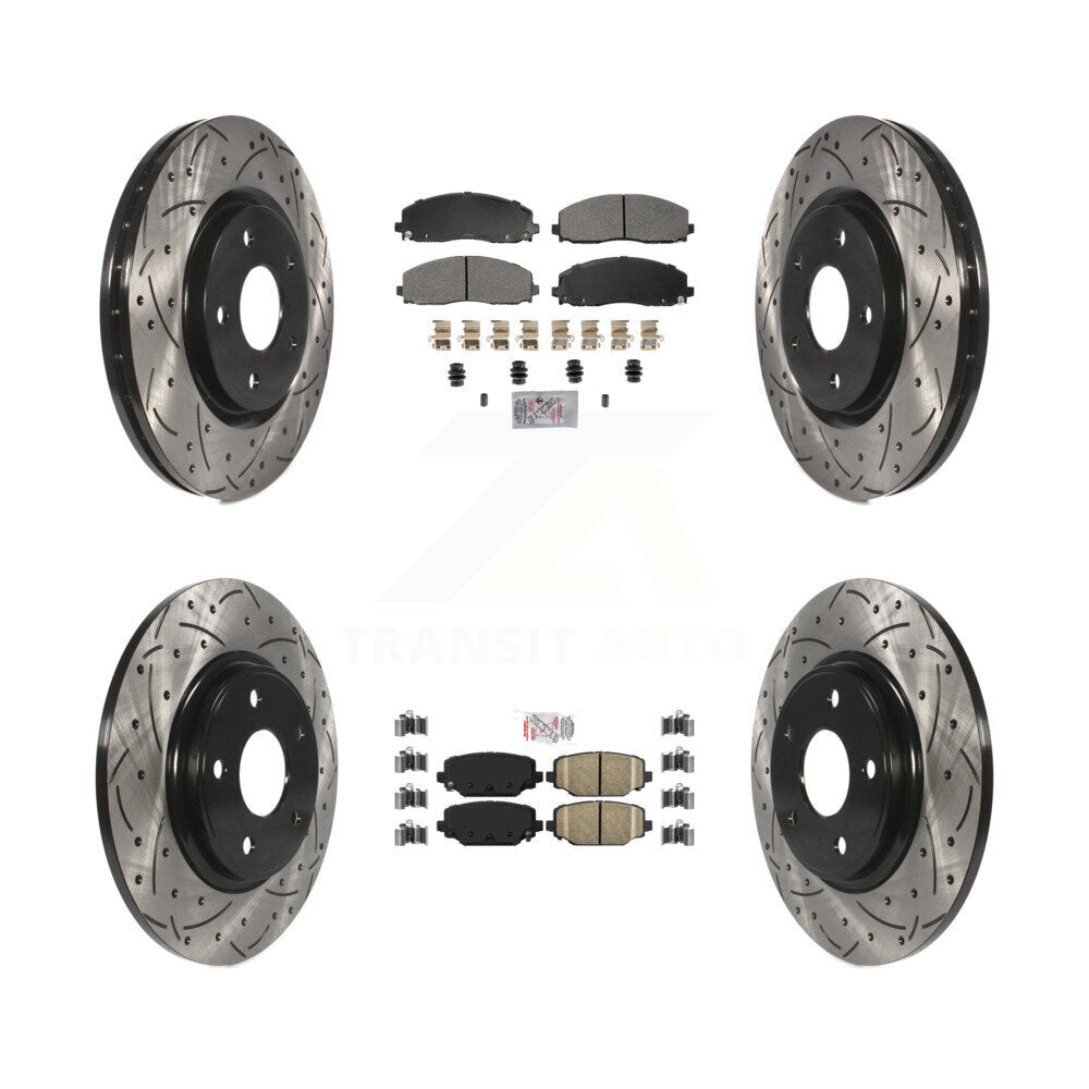Kit de rotors de frein à fente de forage en céramique avant semi-métallique arrière pour Dodge Gran