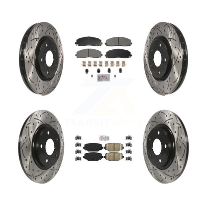 Kit de rotors de frein à fente de forage en céramique avant semi-métallique arrière pour Dodge Gran