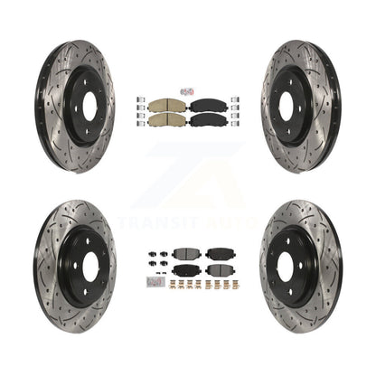 Kit de rotors de frein à fente de forage semi-métallique avant en céramique et arrière pour Dodge Gran