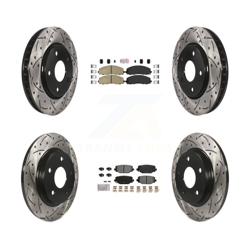Kit de rotors de frein à disque à fente de perçage avec tampon semi-métallique arrière en céramique avant pour