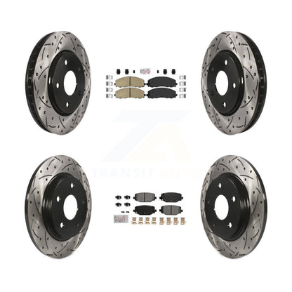 Kit de rotors de frein à disque à fente de perçage avec tampon semi-métallique arrière en céramique avant pour