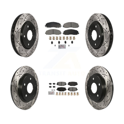 Kit de rotors de frein à fente de forage à plaquettes semi-métalliques avant et arrière pour Dodge Grand Carava