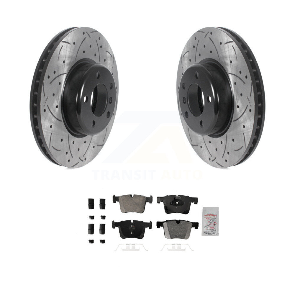 Kit de plaquettes semi-métalliques de Rotor de frein à disque à fente avant percée pour BMW 335i xDrive G