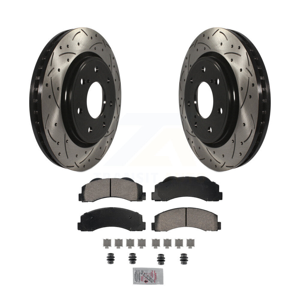 Kit de plaquettes en céramique pour rotors de frein à fente avant percés, pour Ford F-150, avec roue à 7 écrous