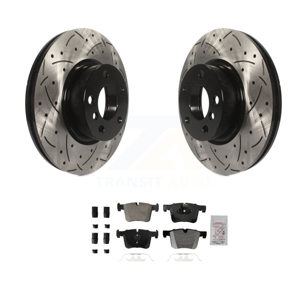 Rotor de frein à disque à fente percée avec revêtement avant et Kit de plaquettes semi-métalliques pour BMW X3 X