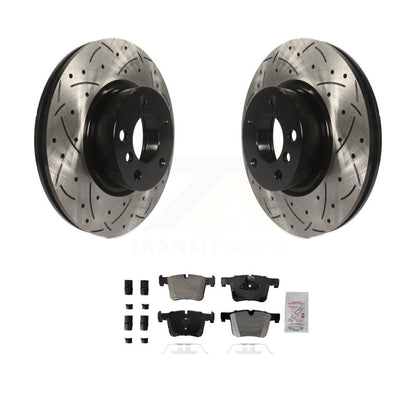Rotor de frein à disque à fente percée avec revêtement avant et Kit de plaquettes semi-métalliques pour BMW X3 X