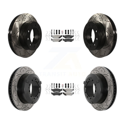 Kit de plaquettes semi-métalliques avant et arrière et Rotor de frein à fente percée pour Ford F-450 Supe