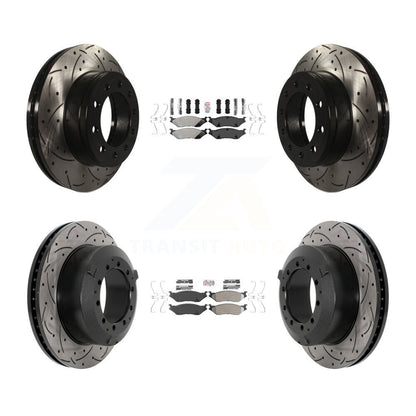 Kit de plaquettes semi-métalliques avant et arrière et Rotor de frein à fente percée pour Ford F-450 Supe