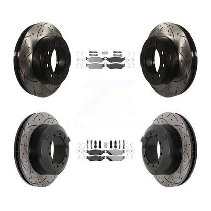 Kit de plaquettes semi-métalliques avant et arrière et Rotor de frein à fente percée pour Ford F-450 Supe