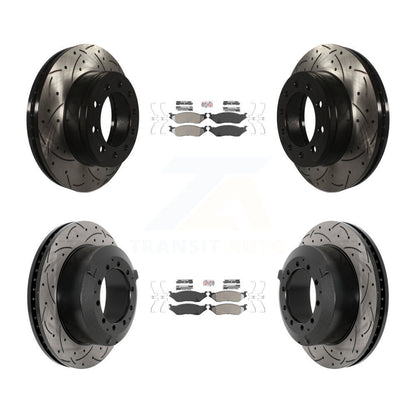 Kit de plaquettes semi-métalliques avant et arrière et Rotor de frein à fente percée pour Ford F-450 Supe