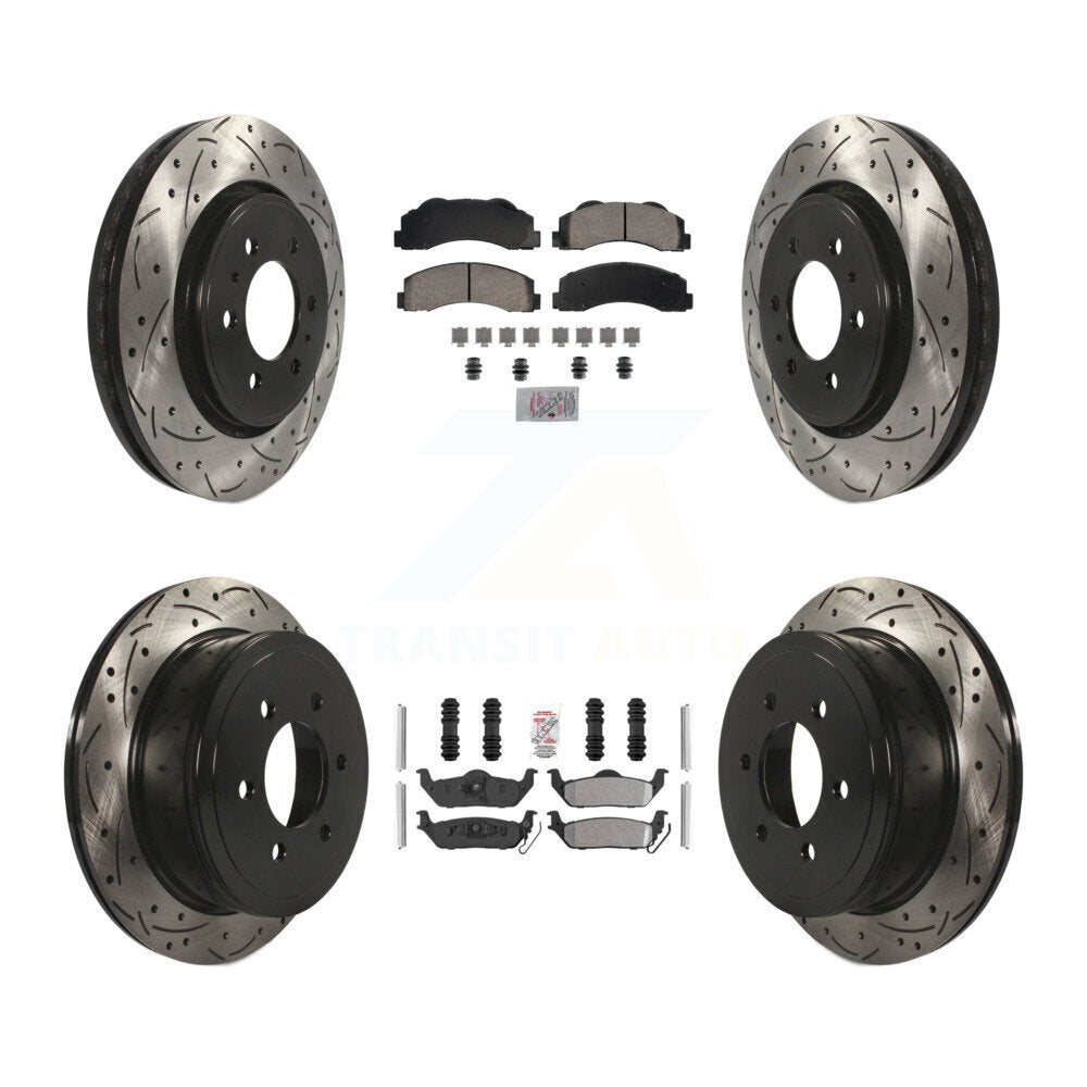 Kit de Rotor de frein à fente percée, coussinet semi-métallique arrière en céramique avant pour Ford F-15