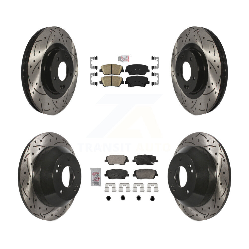 Kit de Rotor de frein à fente de forage en céramique avant et arrière, pour Hyundai Santa Fe Sport Ki