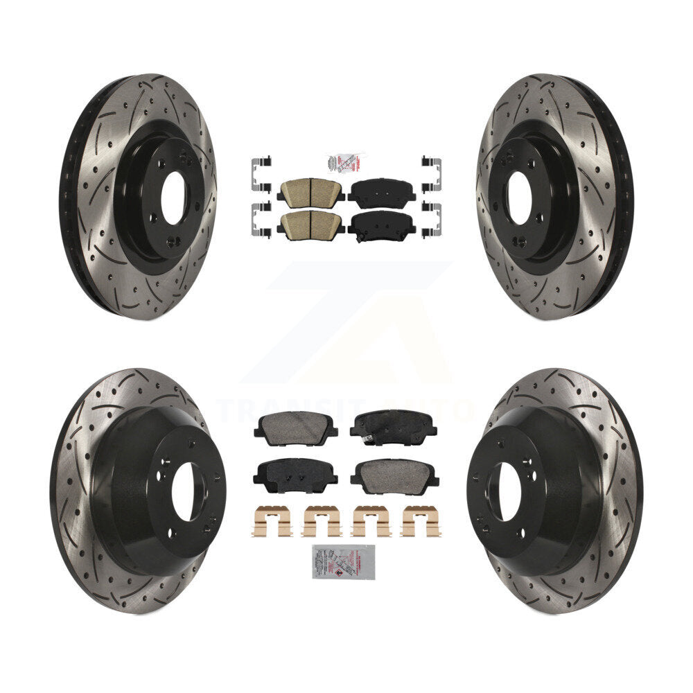 Kit de Rotor de frein à fente de forage en céramique avant et arrière, pour Hyundai Santa Fe Sport Ki