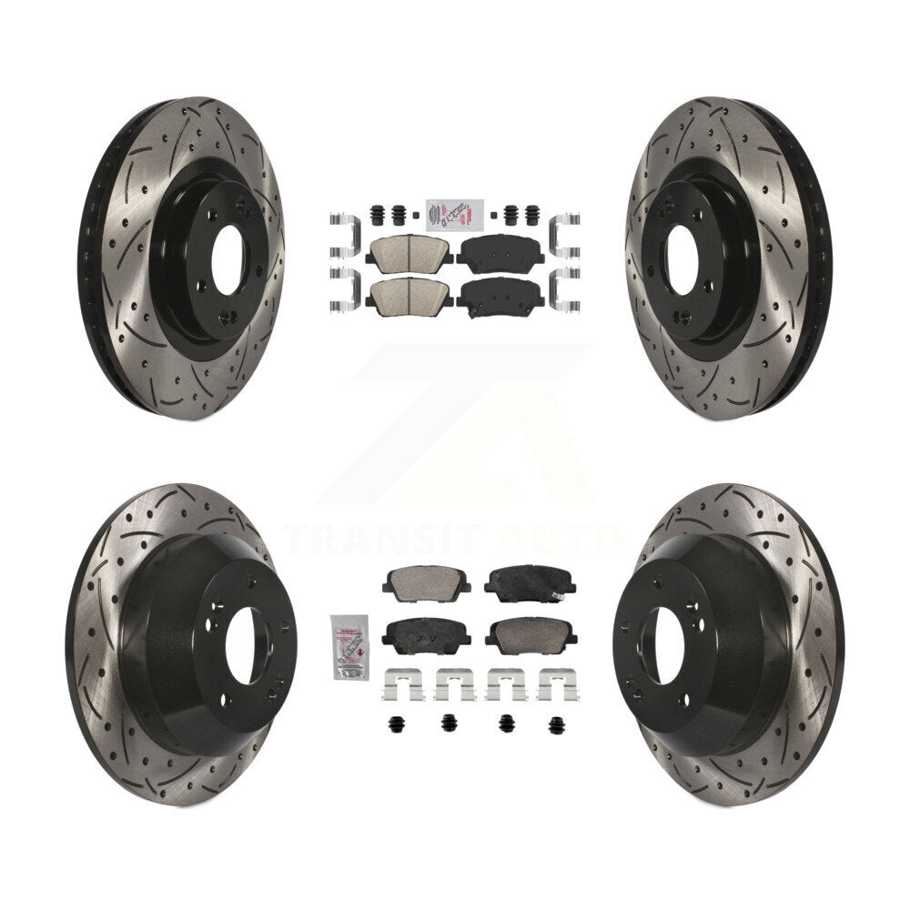 Kit de Rotor de frein à fente de forage en céramique avant et arrière, pour Hyundai Santa Fe Sport Ki